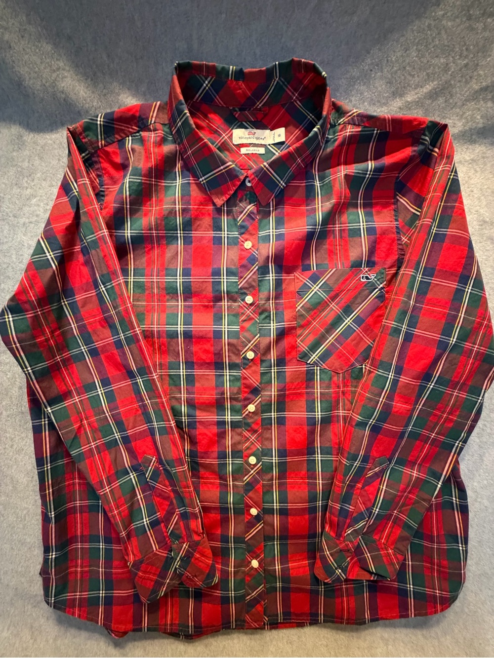 Vineyard Vines Red & Green Plaid Button-Down Shirt